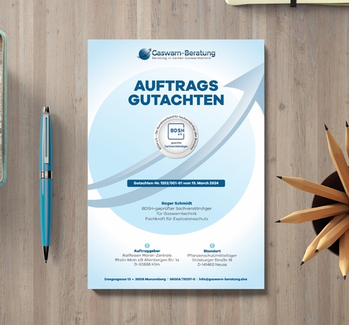 Deckblatt für Word-Vorlagen für Sachverständigen und Gutachter für stationäre Gaswarnanlagen