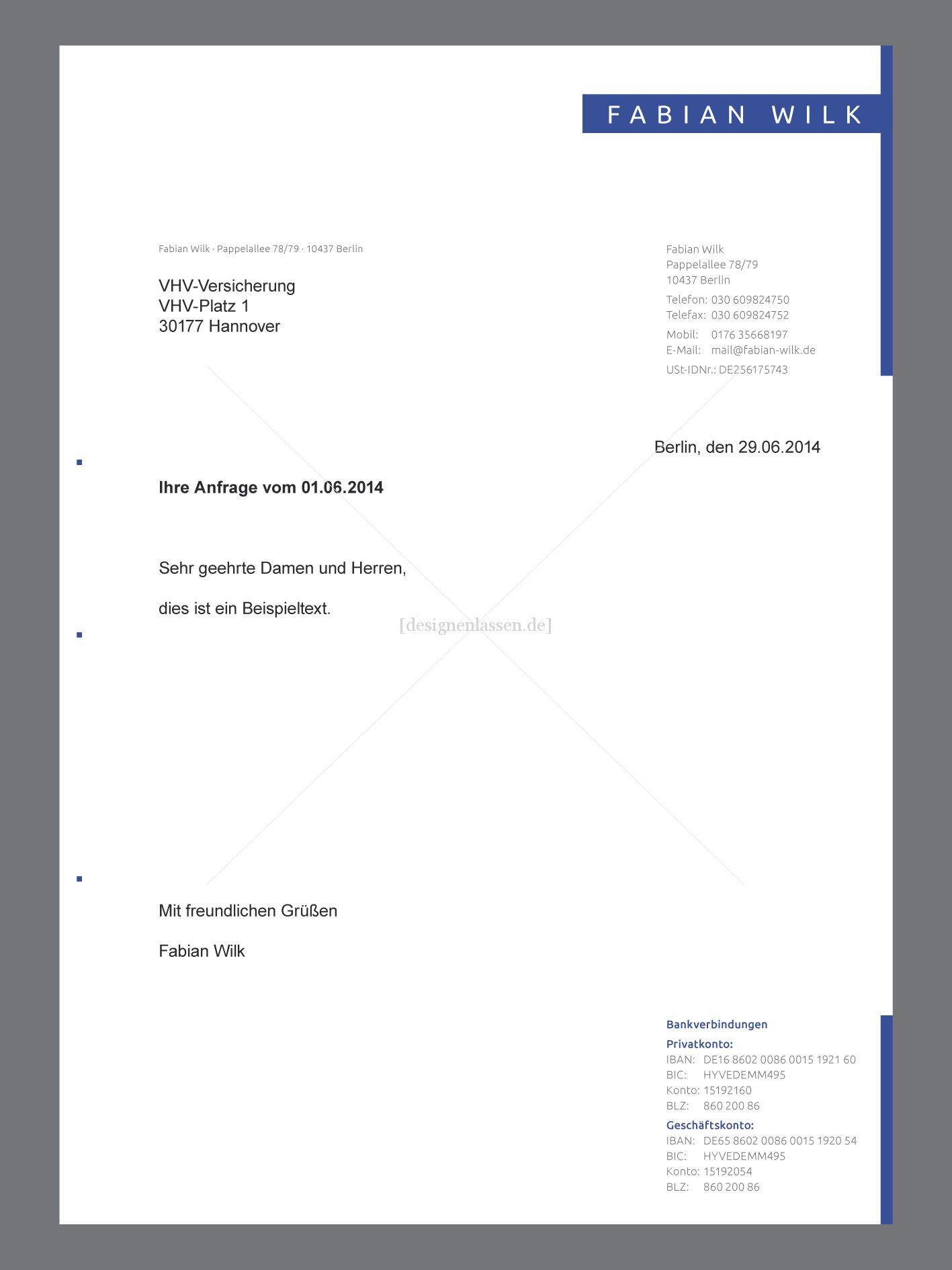 Briefpapier für privaten Gebrauch