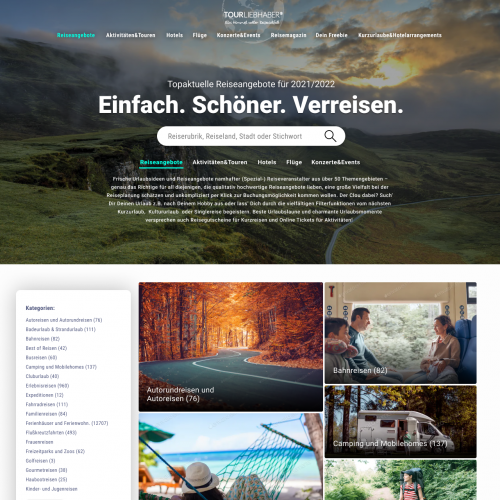  REdesign Landing Page für Reise- und Touristikportal