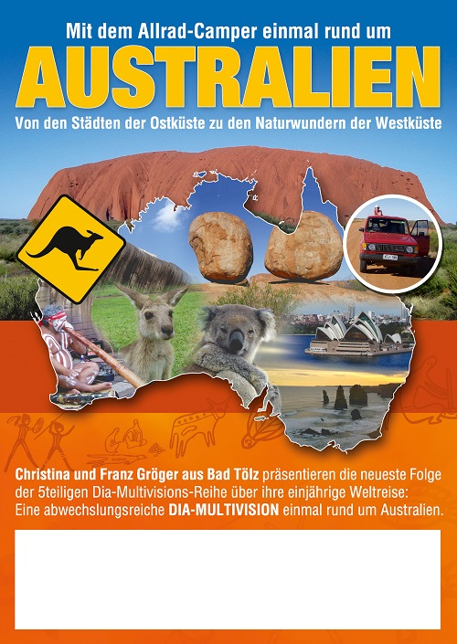 Plakat/Flyer für Multivisions-Dia-Show „Australien“