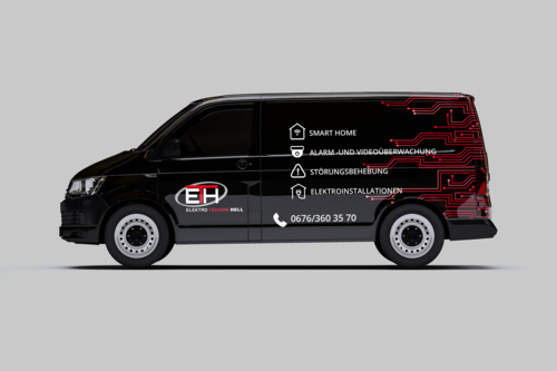 Fahrzeugbeschriftung für eine Elektrotechnikfirma