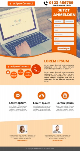 1 Landingpage plus 2 passende Newsletter-Templates (Responsive)