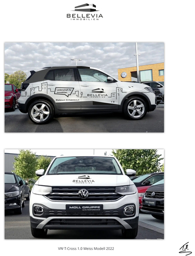Fahrzeugbeschriftung VW T-Cross 1.0 Weiss Modell 2022