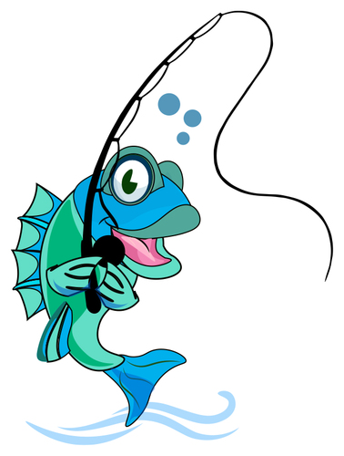  Logo-Comicfigur eines Fisches