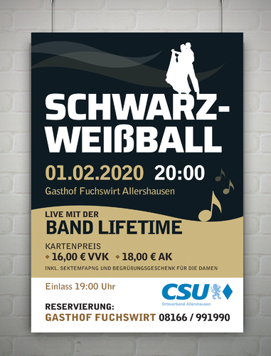 Plakat-Design für Schwarz-Weiß-Ball