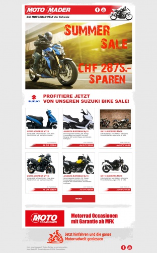 Newsletter-Design für Motorradunternehmen