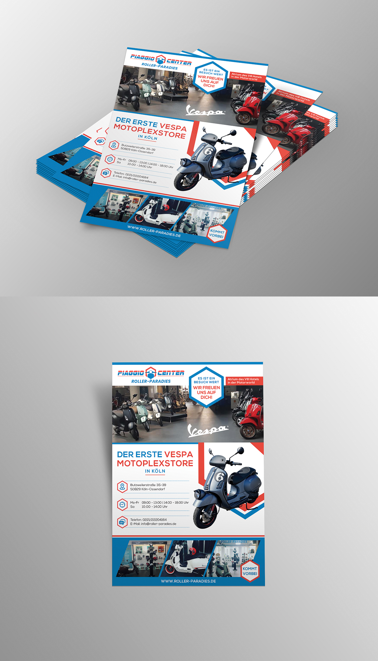 Exclusiver Flyer-Design für VESPA-Shop