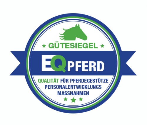 Gütesiegel für EQPFERD QUALITÄT FÜR PFERDEGESTÜTZTE PERSONALENTWICKLUNGSMASSNAHMEN