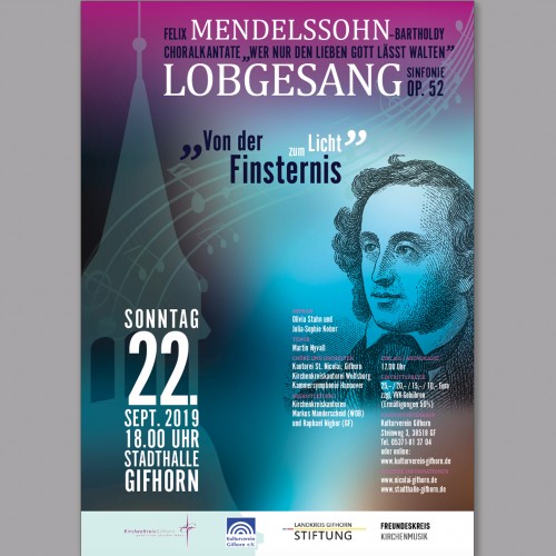 Plakat-Design für ein großes, geistliches Konzert für Chor, Orchester und Solisten