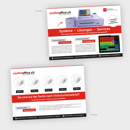 Flyer-Design zum Thema Kassenlösungen
