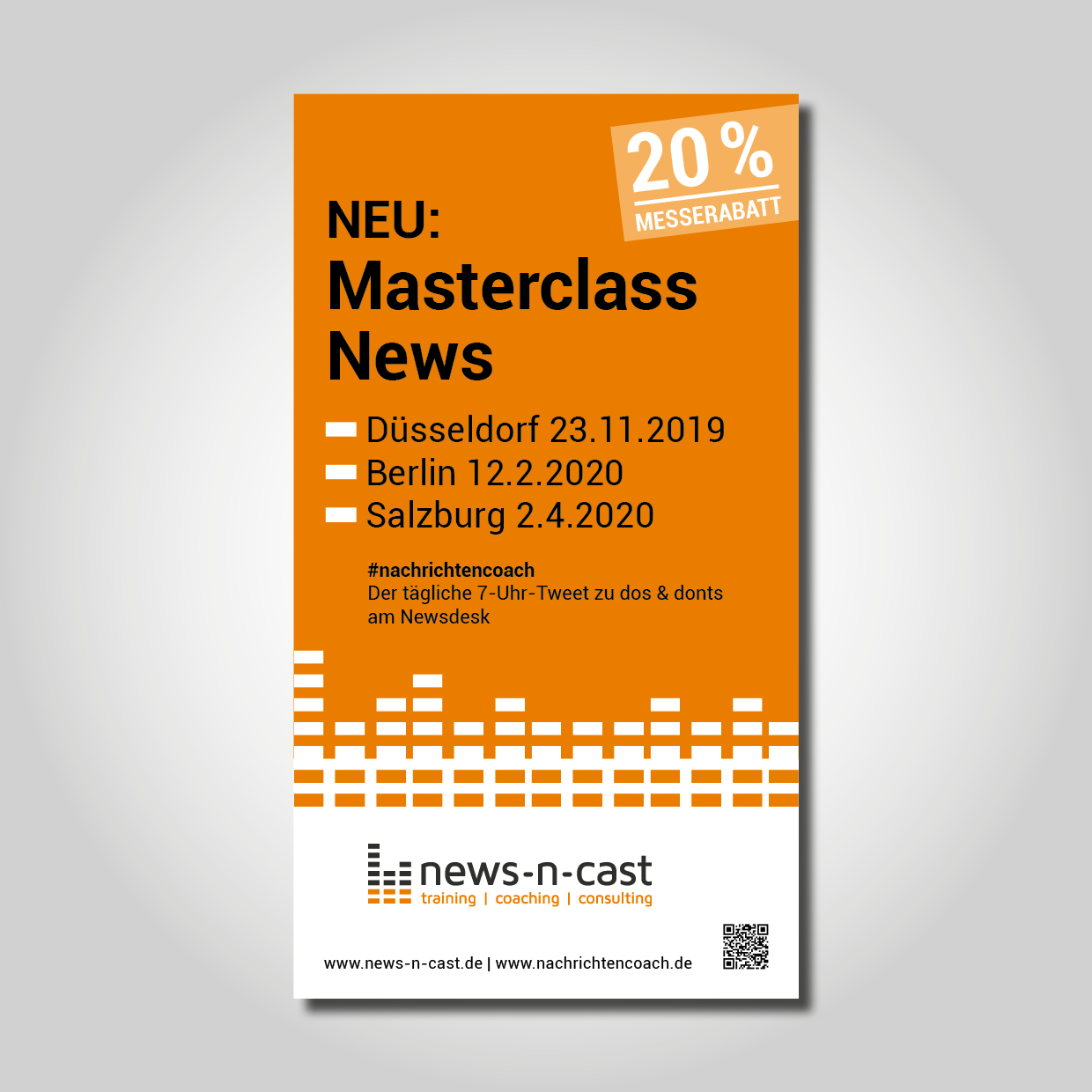 Anzeigengestaltung für Trainings und Coachings für Nachrichten-Sprecher und Redakteure im (privaten) Radio