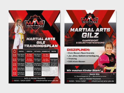 Flyer für Kampfsport und Selbstverteidigung