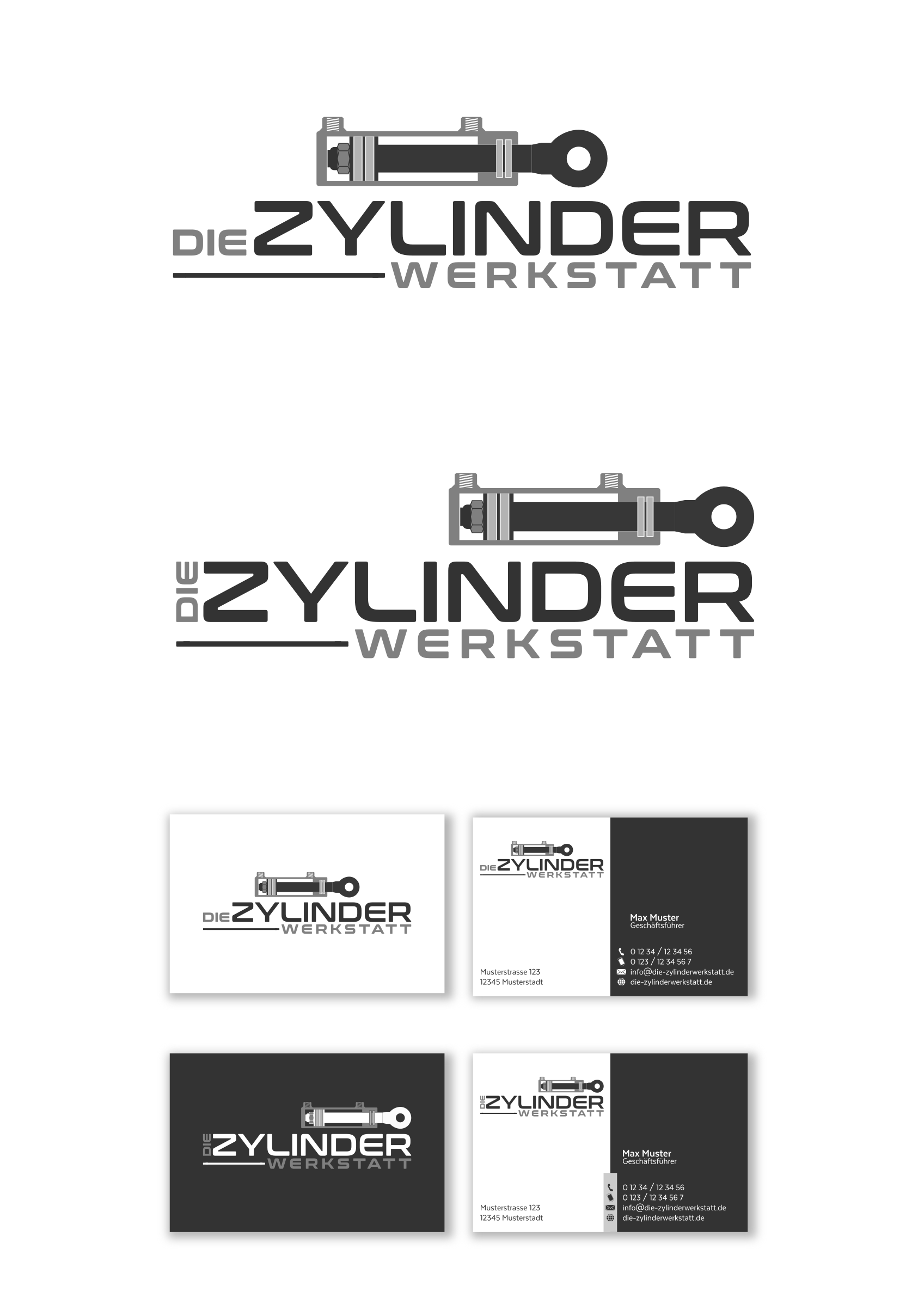 Logo & Visitenkarte für Reparatur von Hydraulikzylindern